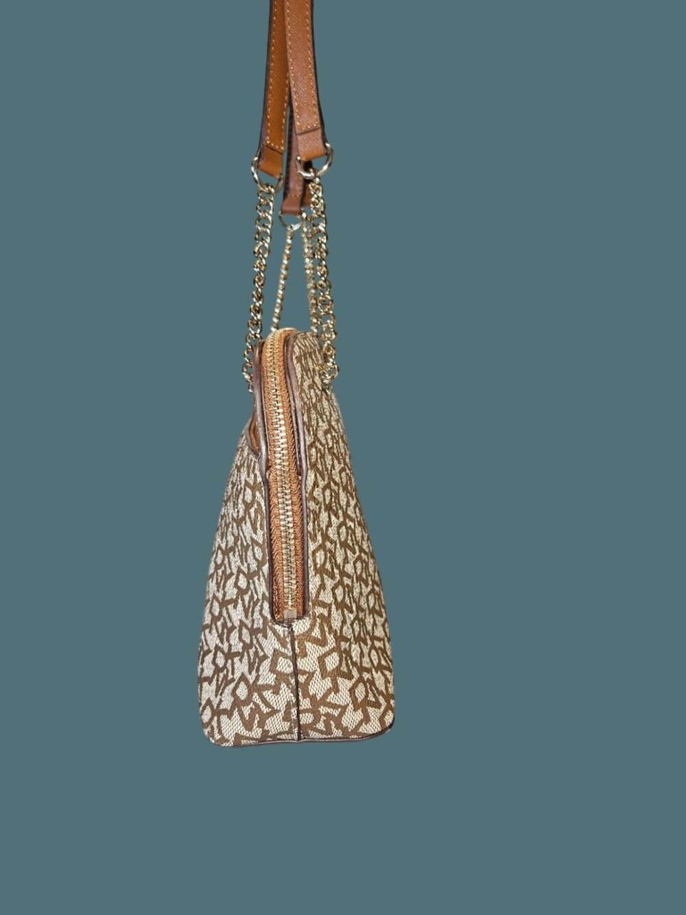 DKNY Logo Monogram Top Zip Chain Shoulder Bag - Picture 7 of 15